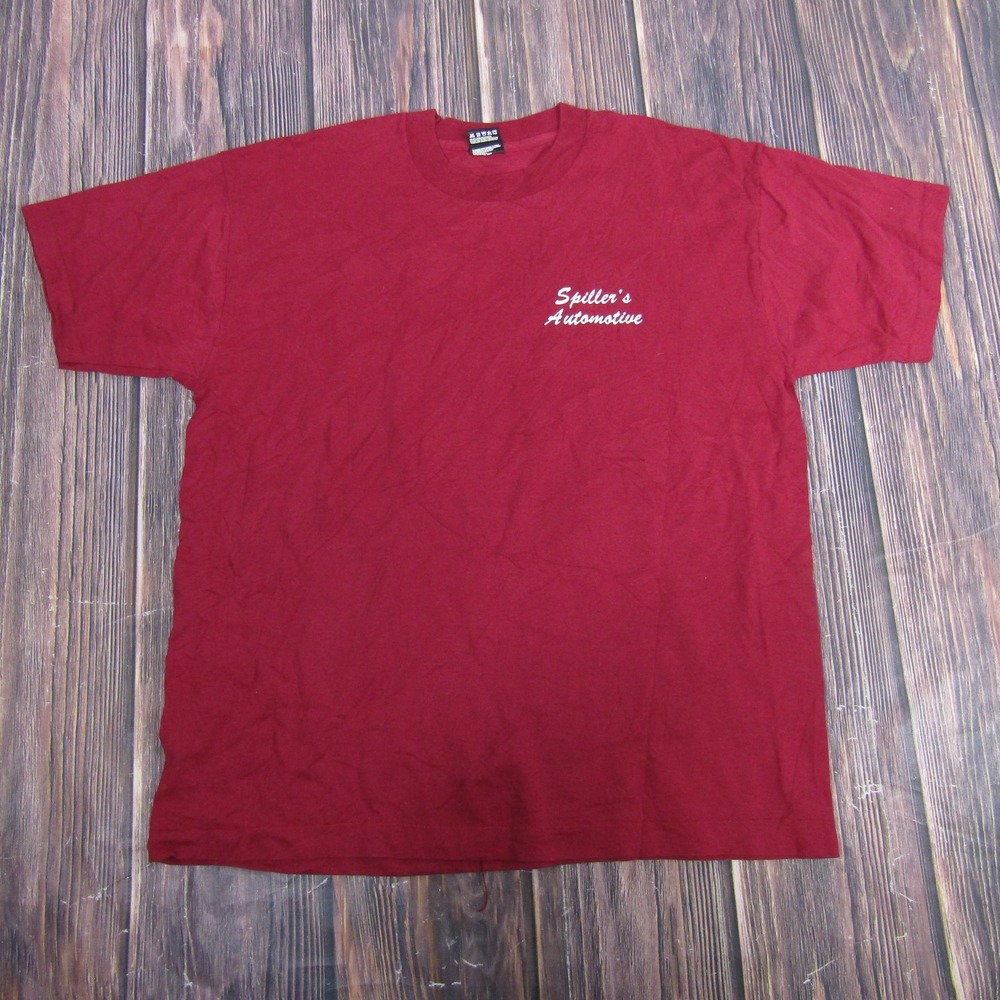 Best Fruit of the Loom‎ T-Shirt Mens XL Maroon Spiller's Automotive Vintage 90s